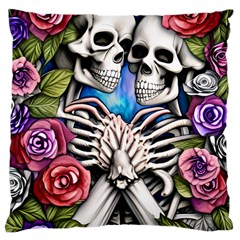 Floral Skeletons Standard Premium Plush Fleece Cushion Case (one Side) by GardenOfOphir