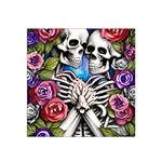 Floral Skeletons Satin Bandana Scarf 22  x 22  Front