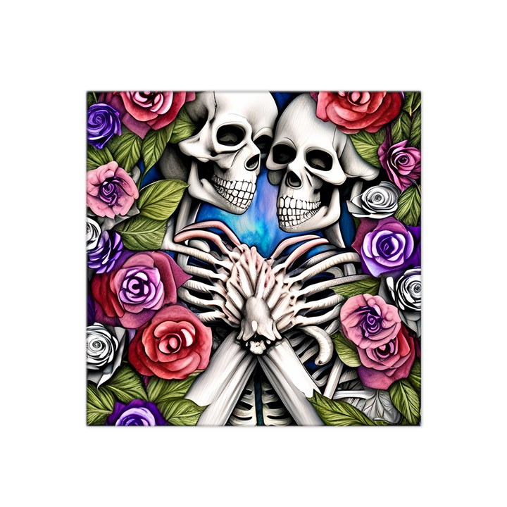 Floral Skeletons Satin Bandana Scarf 22  x 22 