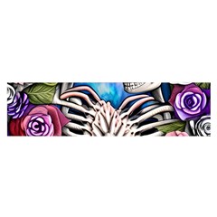 Floral Skeletons Oblong Satin Scarf (16  X 60 ) by GardenOfOphir