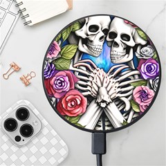 Floral Skeletons Wireless Fast Charger(black) by GardenOfOphir