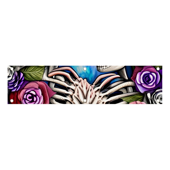 Floral Skeletons Banner and Sign 4  x 1 