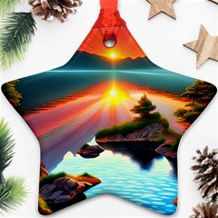 Sunset Over A Lake Ornament (star) by GardenOfOphir