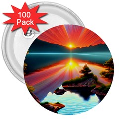 Sunset Over A Lake 3  Buttons (100 Pack)  by GardenOfOphir