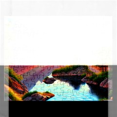 Sunset Over A Lake Rectangular Jigsaw Puzzl by GardenOfOphir