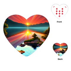 Sunset Over A Lake Playing Cards Single Design (heart) by GardenOfOphir