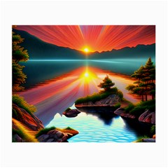 Sunset Over A Lake Small Glasses Cloth (2 Sides) by GardenOfOphir