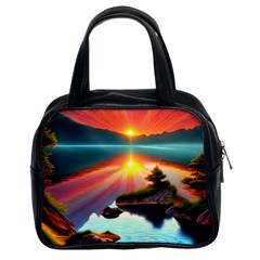 Sunset Over A Lake Classic Handbag (two Sides) by GardenOfOphir