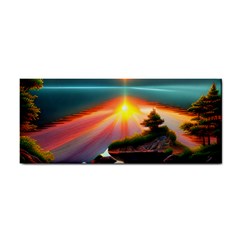 Sunset Over A Lake Hand Towel by GardenOfOphir