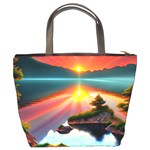 Sunset Over A Lake Bucket Bag Back