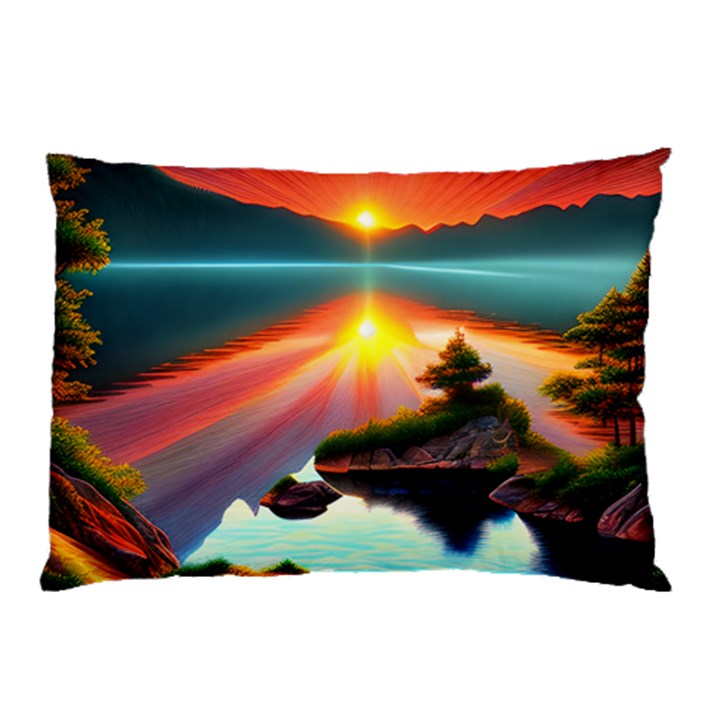 Sunset Over A Lake Pillow Case