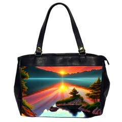 Sunset Over A Lake Oversize Office Handbag (2 Sides) by GardenOfOphir