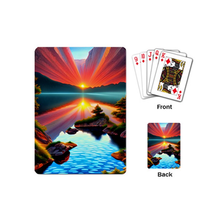 Sunset Over A Lake Playing Cards Single Design (Mini)