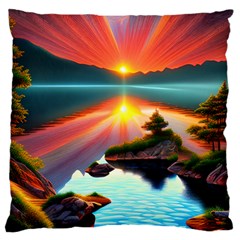 Sunset Over A Lake Standard Premium Plush Fleece Cushion Case (two Sides) by GardenOfOphir