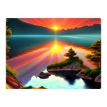 Sunset Over A Lake Premium Plush Fleece Blanket (Mini) 35 x27  Blanket Front