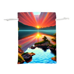 Sunset Over A Lake Lightweight Drawstring Pouch (m) by GardenOfOphir