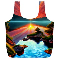 Sunset Over A Lake Full Print Recycle Bag (xxl) by GardenOfOphir