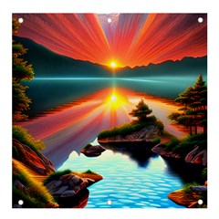 Sunset Over A Lake Banner And Sign 4  X 4  by GardenOfOphir