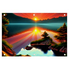 Sunset Over A Lake Banner And Sign 6  X 4  by GardenOfOphir