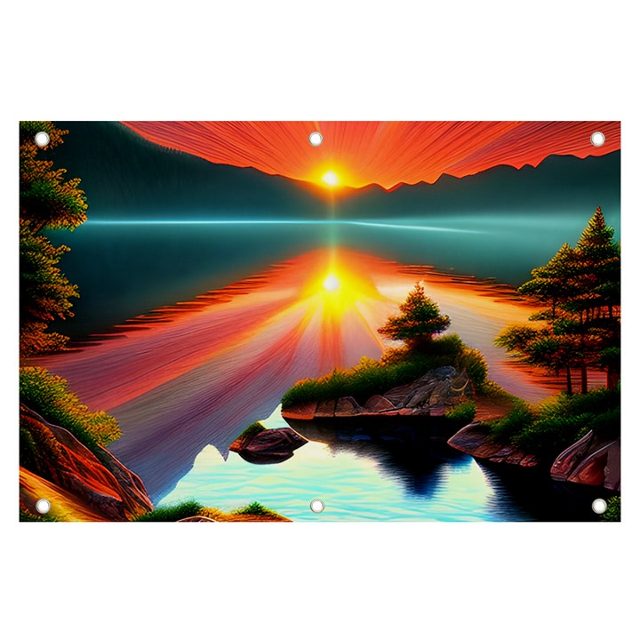 Sunset Over A Lake Banner and Sign 6  x 4 