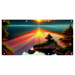 Sunset Over A Lake Banner And Sign 8  X 4  by GardenOfOphir