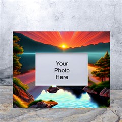 Sunset Over A Lake White Tabletop Photo Frame 4 x6  by GardenOfOphir