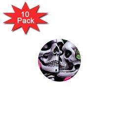 Black Skulls Red Roses 1  Mini Magnet (10 Pack)  by GardenOfOphir