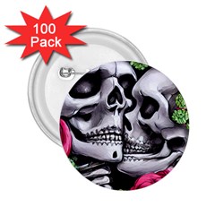 Black Skulls Red Roses 2 25  Buttons (100 Pack)  by GardenOfOphir