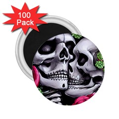 Black Skulls Red Roses 2 25  Magnets (100 Pack)  by GardenOfOphir