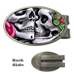 Black Skulls Red Roses Money Clips (oval)  by GardenOfOphir