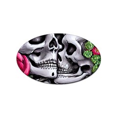 Black Skulls Red Roses Sticker Oval (10 Pack) by GardenOfOphir