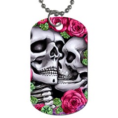 Black Skulls Red Roses Dog Tag (two Sides) by GardenOfOphir