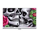 Black Skulls Red Roses Business Card Holder Front