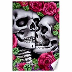 Black Skulls Red Roses Canvas 20  X 30  by GardenOfOphir