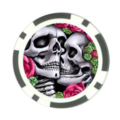 Black Skulls Red Roses Poker Chip Card Guard by GardenOfOphir