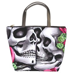 Black Skulls Red Roses Bucket Bag by GardenOfOphir