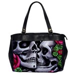 Black Skulls Red Roses Oversize Office Handbag Front