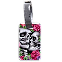 Black Skulls Red Roses Luggage Tag (one Side) by GardenOfOphir