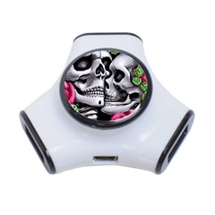 Black Skulls Red Roses 3-port Usb Hub by GardenOfOphir