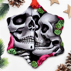 Black Skulls Red Roses Ornament (snowflake) by GardenOfOphir