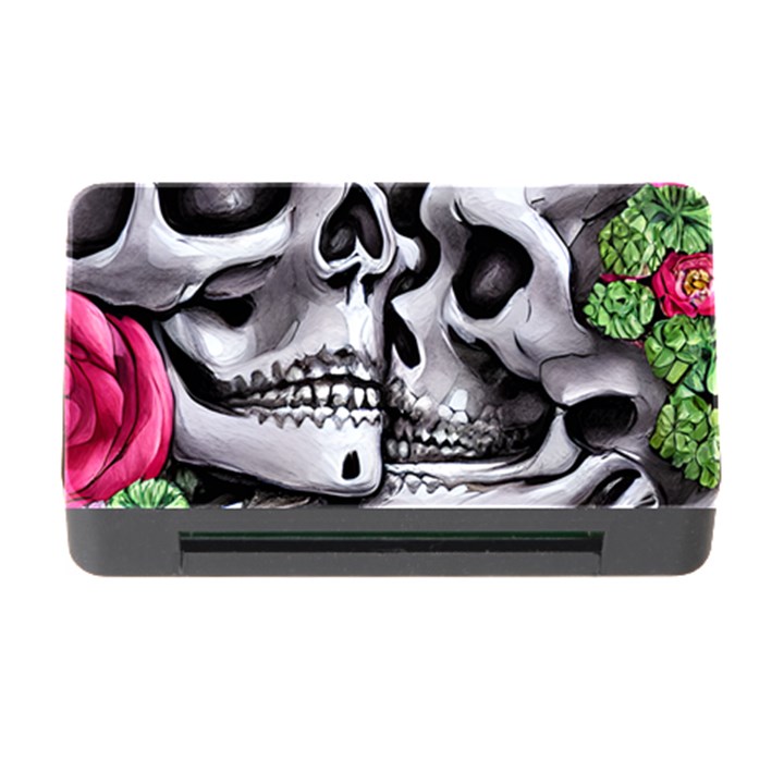 Black Skulls Red Roses Memory Card Reader with CF