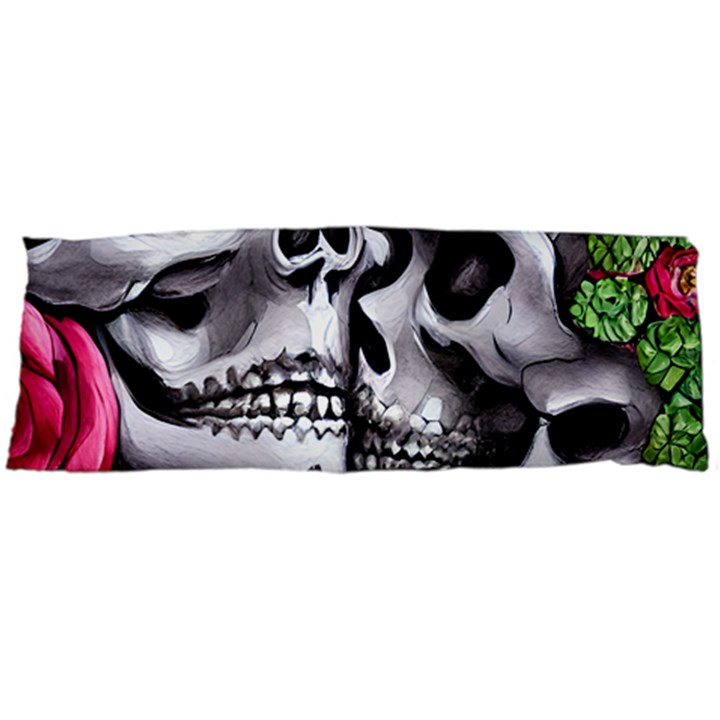 Black Skulls Red Roses Body Pillow Case (Dakimakura)