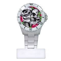 Black Skulls Red Roses Plastic Nurses Watch by GardenOfOphir