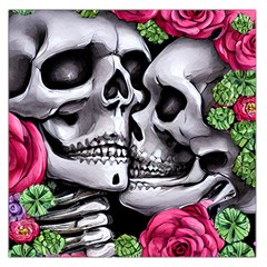 Black Skulls Red Roses Square Satin Scarf (36  X 36 ) by GardenOfOphir