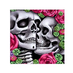 Black Skulls Red Roses Square Satin Scarf (30  X 30 ) by GardenOfOphir