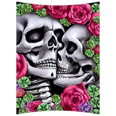 Black Skulls Red Roses Back Support Cushion by GardenOfOphir