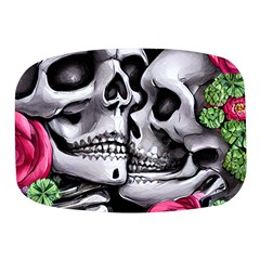 Black Skulls Red Roses Mini Square Pill Box by GardenOfOphir