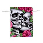 Black Skulls Red Roses Lightweight Drawstring Pouch (S) Front