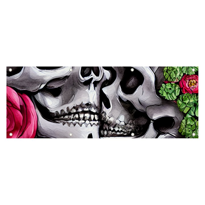 Black Skulls Red Roses Banner and Sign 8  x 3 