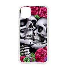 Black Skulls Red Roses Iphone 11 Tpu Uv Print Case by GardenOfOphir